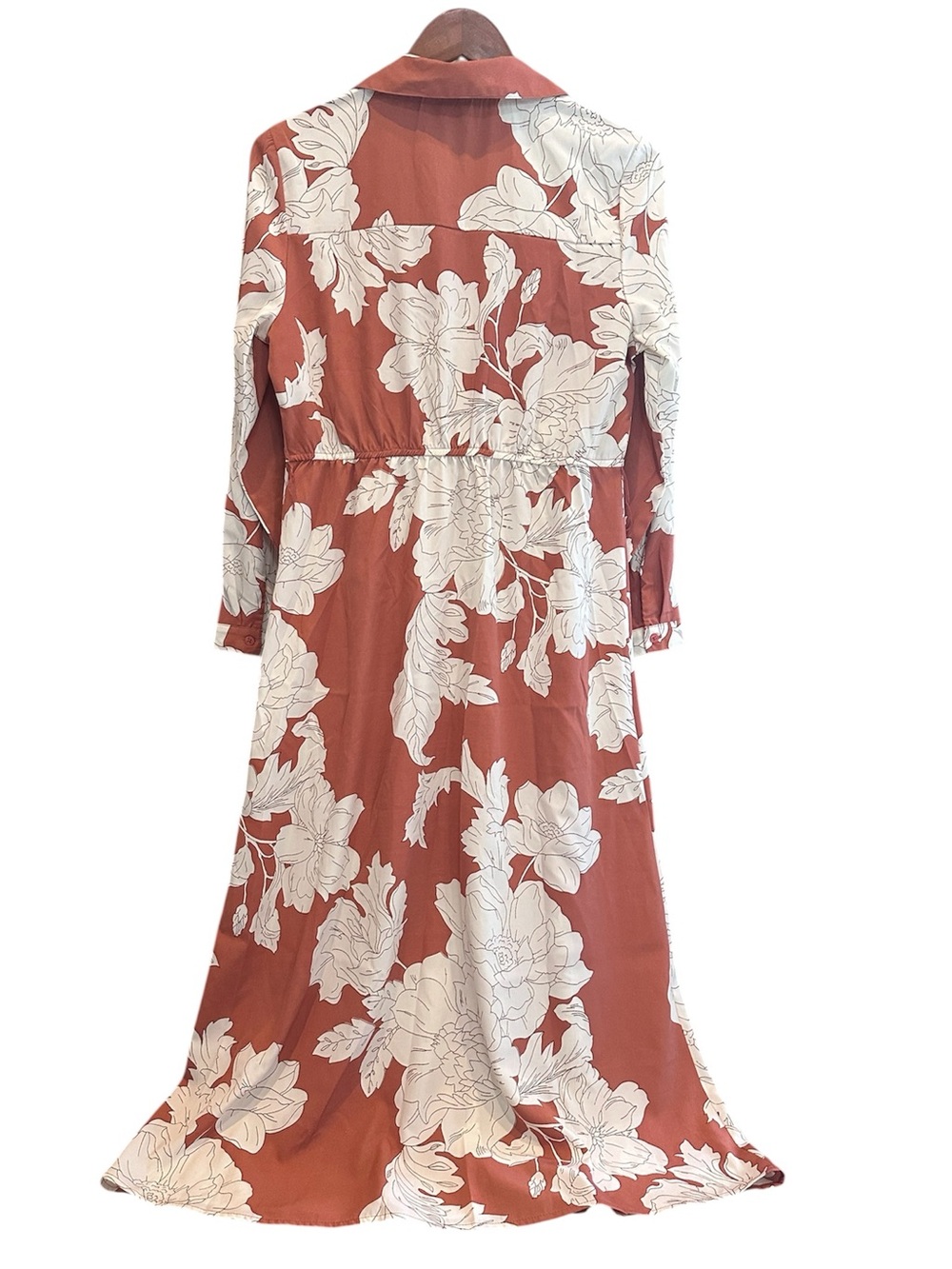 Harlow & Rose Rust Floral Button Front Maxi Dress Long Sleeve Size M - Picture 2 of 6